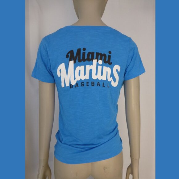 Miami Marlins New Era Front Twist Top T-Shirt **STAIN BY LOGO** - Picture 4 of 14